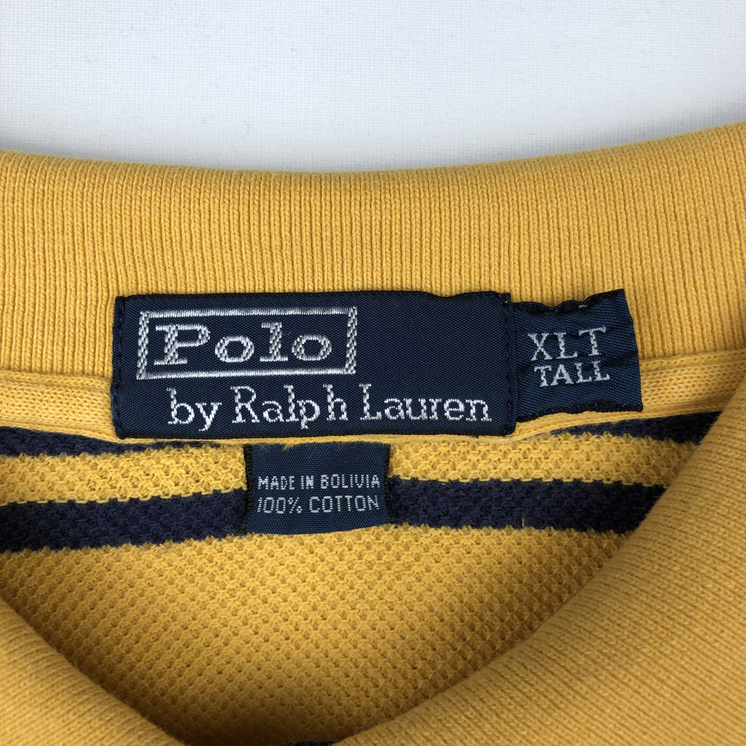 Ralph Lauren POLO by Ralph Lauren short sleeve striped polo shirt, men's XL size cotton orange type Vintage Second Hand