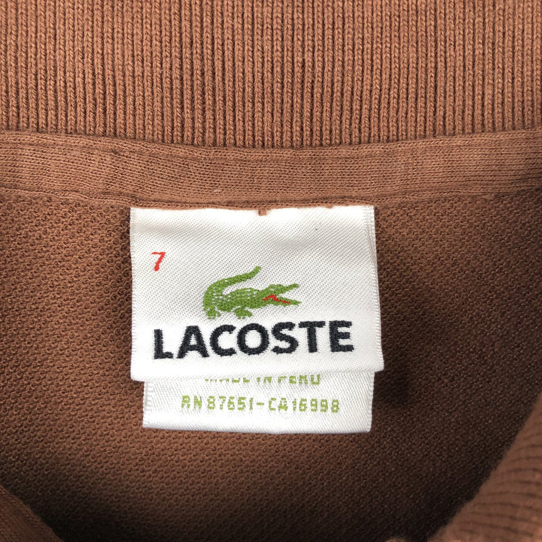 Lacoste LACOSTE French design short sleeve polo shirt No. 7 Men's XXL equivalent cotton brown type Vintage Second Hand