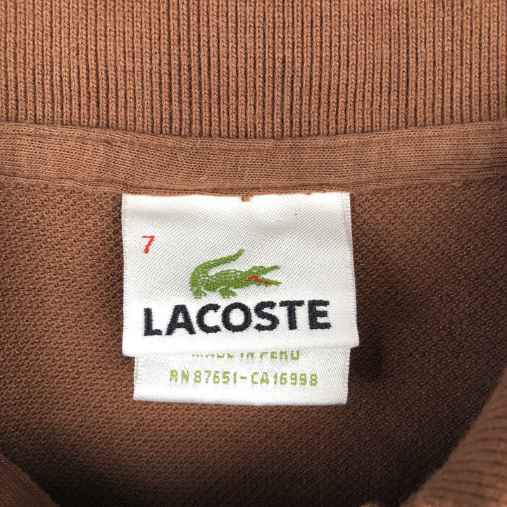 Lacoste LACOSTE French design short sleeve polo shirt No. 7 Men's XXL equivalent cotton brown type Vintage Second Hand