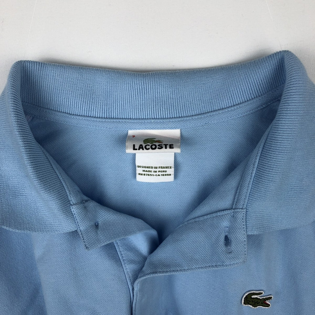 Lacoste LACOSTE French design short sleeve polo shirt No. 7 Men's XXL equivalent cotton Blue type light blue Vintage Second Hand