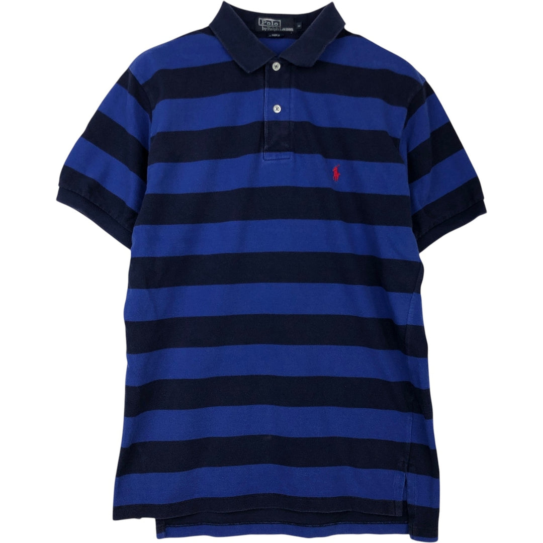 Ralph Lauren POLO by Ralph Lauren short sleeve striped polo shirt, men's size M cotton blue type Vintage Second Hand