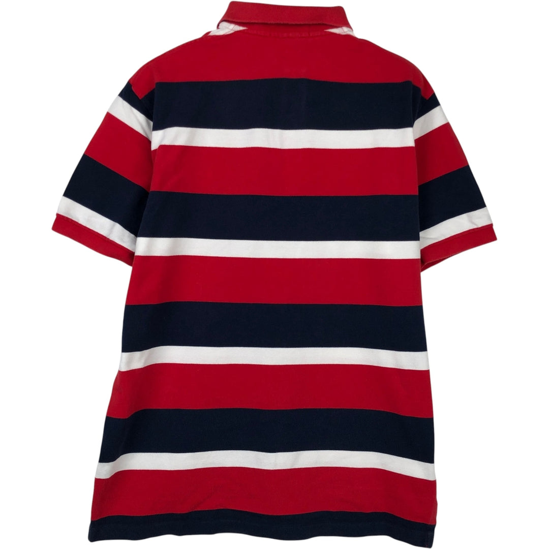 Ralph Lauren POLO by Ralph Lauren Multi-border short sleeve striped polo shirt Men's size L cotton red type Vintage Second Hand