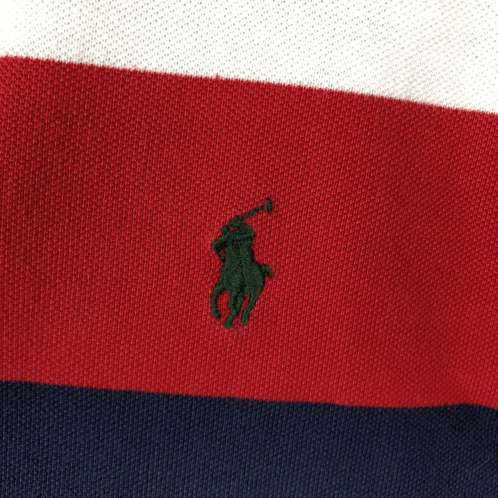 Ralph Lauren POLO by Ralph Lauren Multi-border short sleeve striped polo shirt Men's size L cotton red type Vintage Second Hand