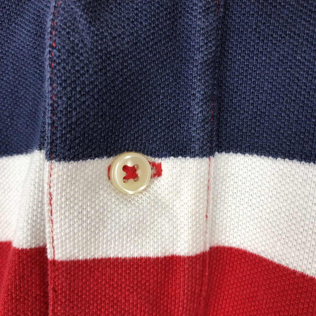 Ralph Lauren POLO by Ralph Lauren Multi-border short sleeve striped polo shirt Men's size L cotton red type Vintage Second Hand