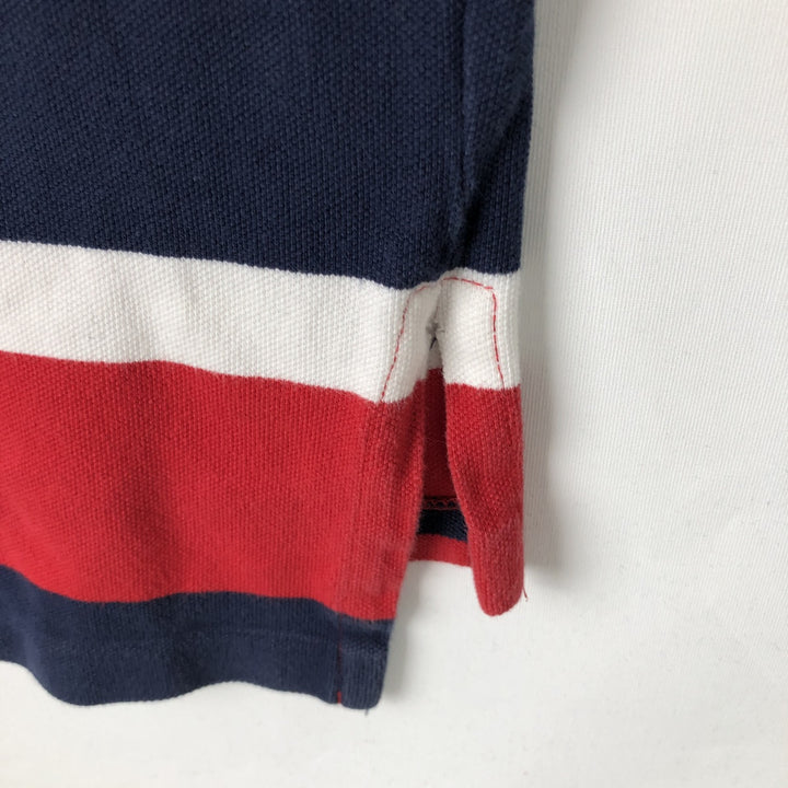 Ralph Lauren POLO by Ralph Lauren Multi-border short sleeve striped polo shirt Men's size L cotton red type Vintage Second Hand