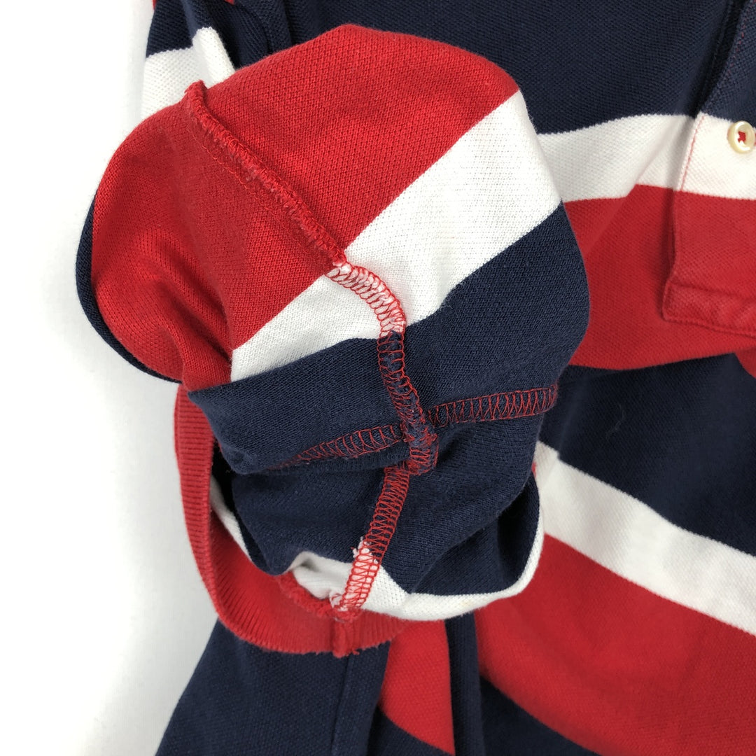 Ralph Lauren POLO by Ralph Lauren Multi-border short sleeve striped polo shirt Men's size L cotton red type Vintage Second Hand