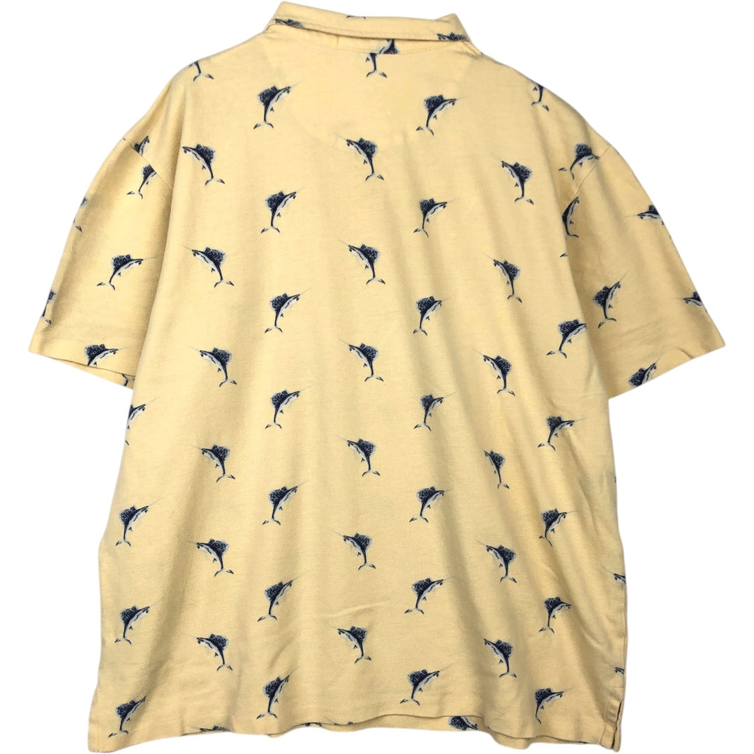 Ralph Lauren POLO by Ralph Lauren Fish Pattern Short Sleeve Polo Shirt Men's XL cotton yellow type Vintage Second Hand