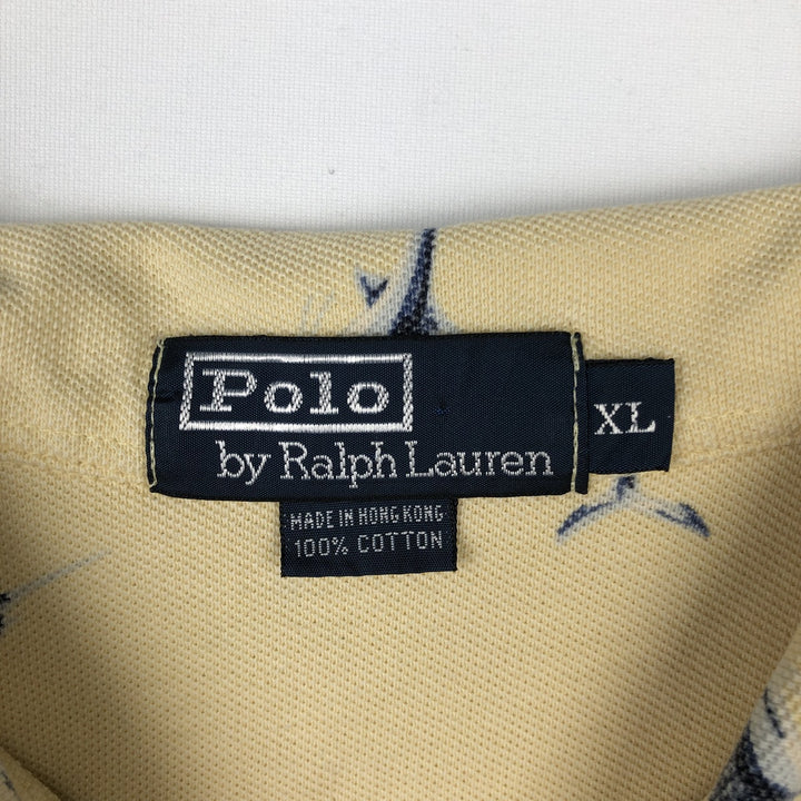 Ralph Lauren POLO by Ralph Lauren Fish Pattern Short Sleeve Polo Shirt Men's XL cotton yellow type Vintage Second Hand