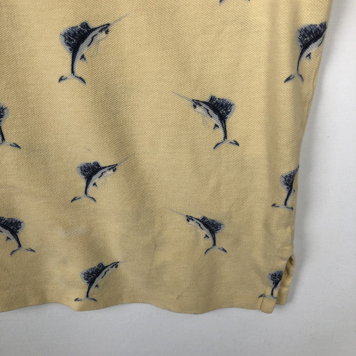 Ralph Lauren POLO by Ralph Lauren Fish Pattern Short Sleeve Polo Shirt Men's XL cotton yellow type Vintage Second Hand