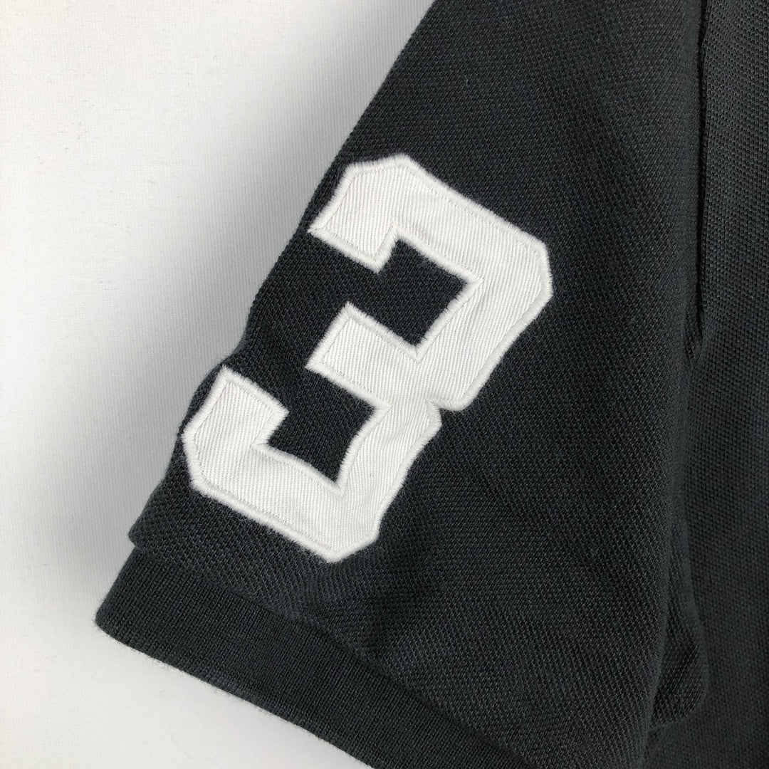 Ralph Lauren POLO RALPH LAUREN CUSTOM SLIM FIT Triple Pony Short-Sleeve Polo Shirt (Men's Size M) cotton black type Vintage Second Hand