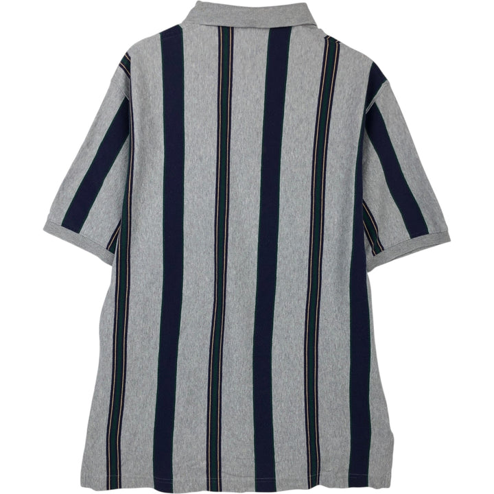 80s-90'S Eddie Bauer Multi-Striped Short-Sleeve Striped Polo Shirt, Men's Size L (Equivalent), Vintage cotton gray type Vintage Second Hand