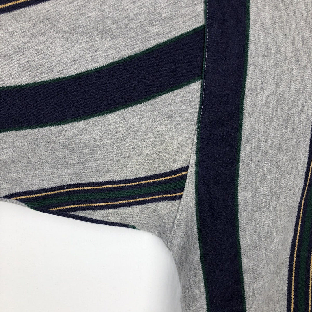 80s-90'S Eddie Bauer Multi-Striped Short-Sleeve Striped Polo Shirt, Men's Size L (Equivalent), Vintage cotton gray type Vintage Second Hand