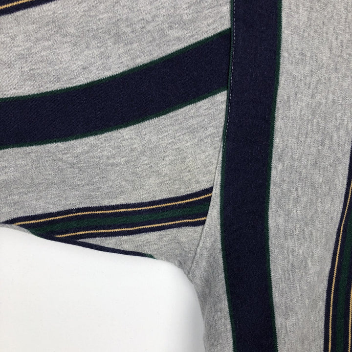 80s-90'S Eddie Bauer Multi-Striped Short-Sleeve Striped Polo Shirt, Men's Size L (Equivalent), Vintage cotton gray type Vintage Second Hand