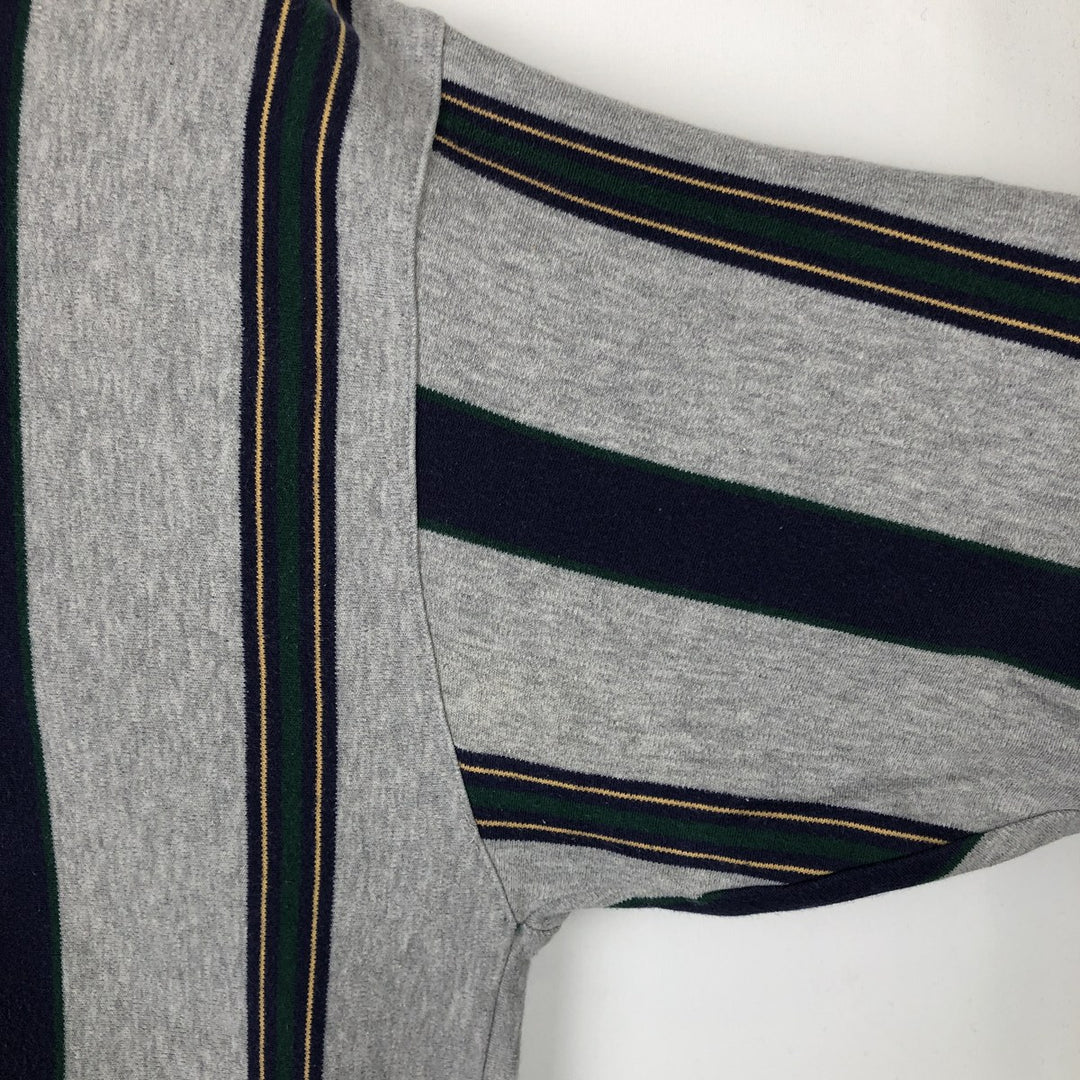 80s-90'S Eddie Bauer Multi-Striped Short-Sleeve Striped Polo Shirt, Men's Size L (Equivalent), Vintage cotton gray type Vintage Second Hand
