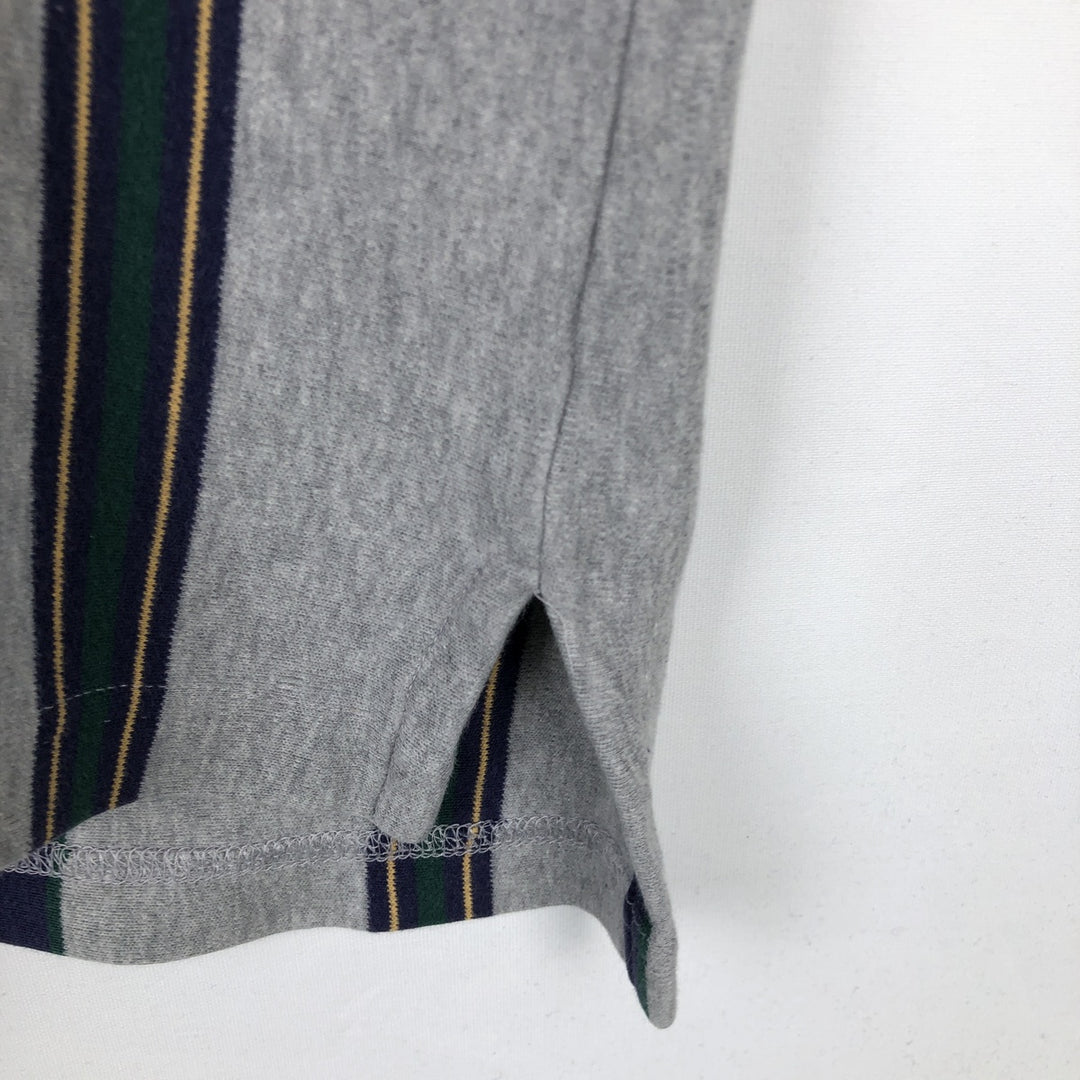 80s-90'S Eddie Bauer Multi-Striped Short-Sleeve Striped Polo Shirt, Men's Size L (Equivalent), Vintage cotton gray type Vintage Second Hand