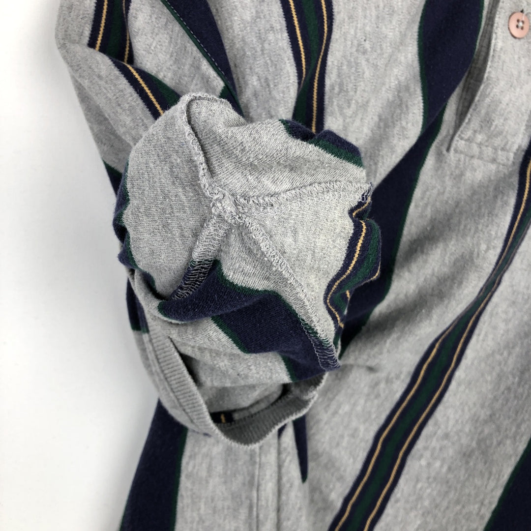 80s-90'S Eddie Bauer Multi-Striped Short-Sleeve Striped Polo Shirt, Men's Size L (Equivalent), Vintage cotton gray type Vintage Second Hand
