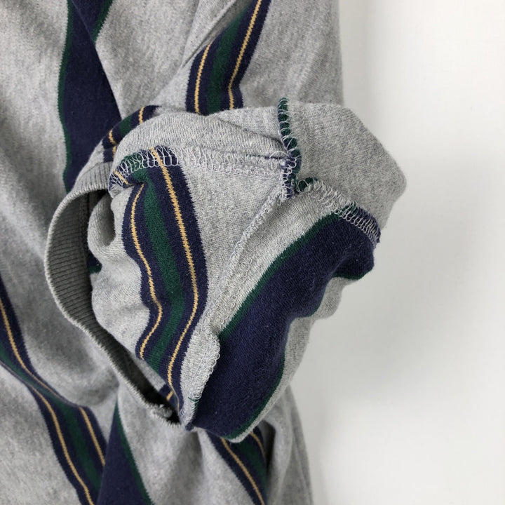 80s-90'S Eddie Bauer Multi-Striped Short-Sleeve Striped Polo Shirt, Men's Size L (Equivalent), Vintage cotton gray type Vintage Second Hand