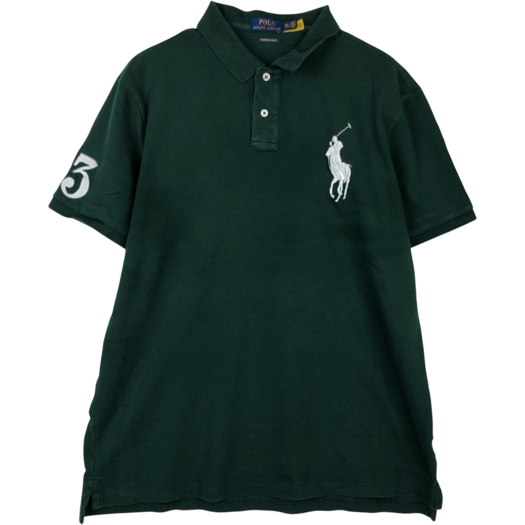 Ralph Lauren POLO RALPH LAUREN CUSTOM SLIM FIT Big Pony Short-Sleeve Polo Shirt (Men's XXL equivalent) cotton green type Vintage Second Hand