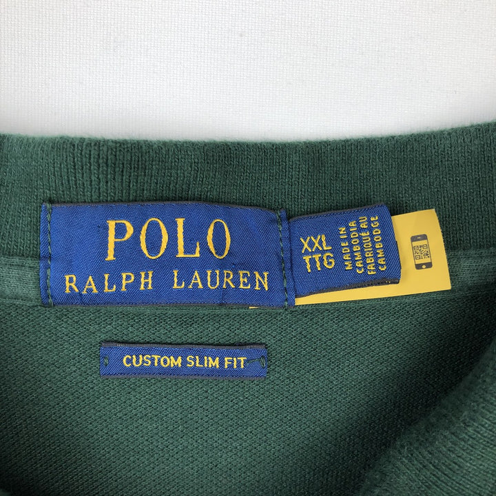 Ralph Lauren POLO RALPH LAUREN CUSTOM SLIM FIT Big Pony Short-Sleeve Polo Shirt (Men's XXL equivalent) cotton green type Vintage Second Hand