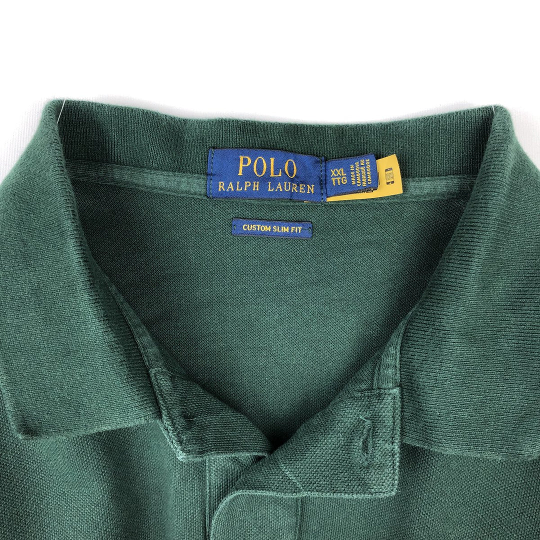 Ralph Lauren POLO RALPH LAUREN CUSTOM SLIM FIT Big Pony Short-Sleeve Polo Shirt (Men's XXL equivalent) cotton green type Vintage Second Hand