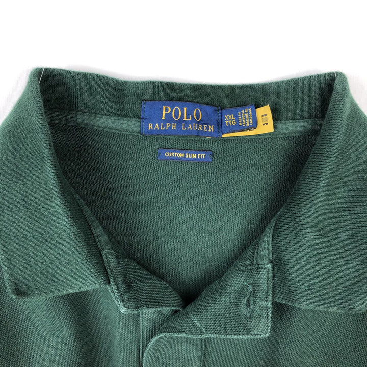 Ralph Lauren POLO RALPH LAUREN CUSTOM SLIM FIT Big Pony Short-Sleeve Polo Shirt (Men's XXL equivalent) cotton green type Vintage Second Hand