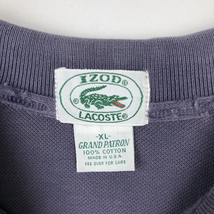 80s-90'S Lacoste IZOD Short-Sleeve Polo Shirt, Made in USA, Men's Size XL (Equivalent), Vintage cotton Purple type blue-purple Vintage Second Hand