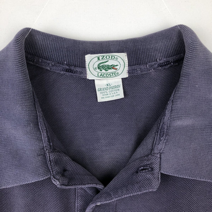 80s-90'S Lacoste IZOD Short-Sleeve Polo Shirt, Made in USA, Men's Size XL (Equivalent), Vintage cotton Purple type blue-purple Vintage Second Hand