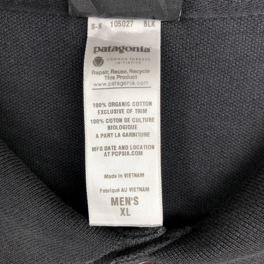 Patagonia Organic Cotton Short-Sleeve Polo Shirt, Men's Size XL (approx.) cotton black type Vintage Second Hand