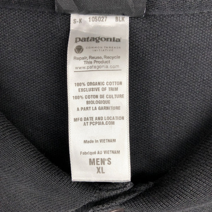 Patagonia Organic Cotton Short-Sleeve Polo Shirt, Men's Size XL (approx.) cotton black type Vintage Second Hand