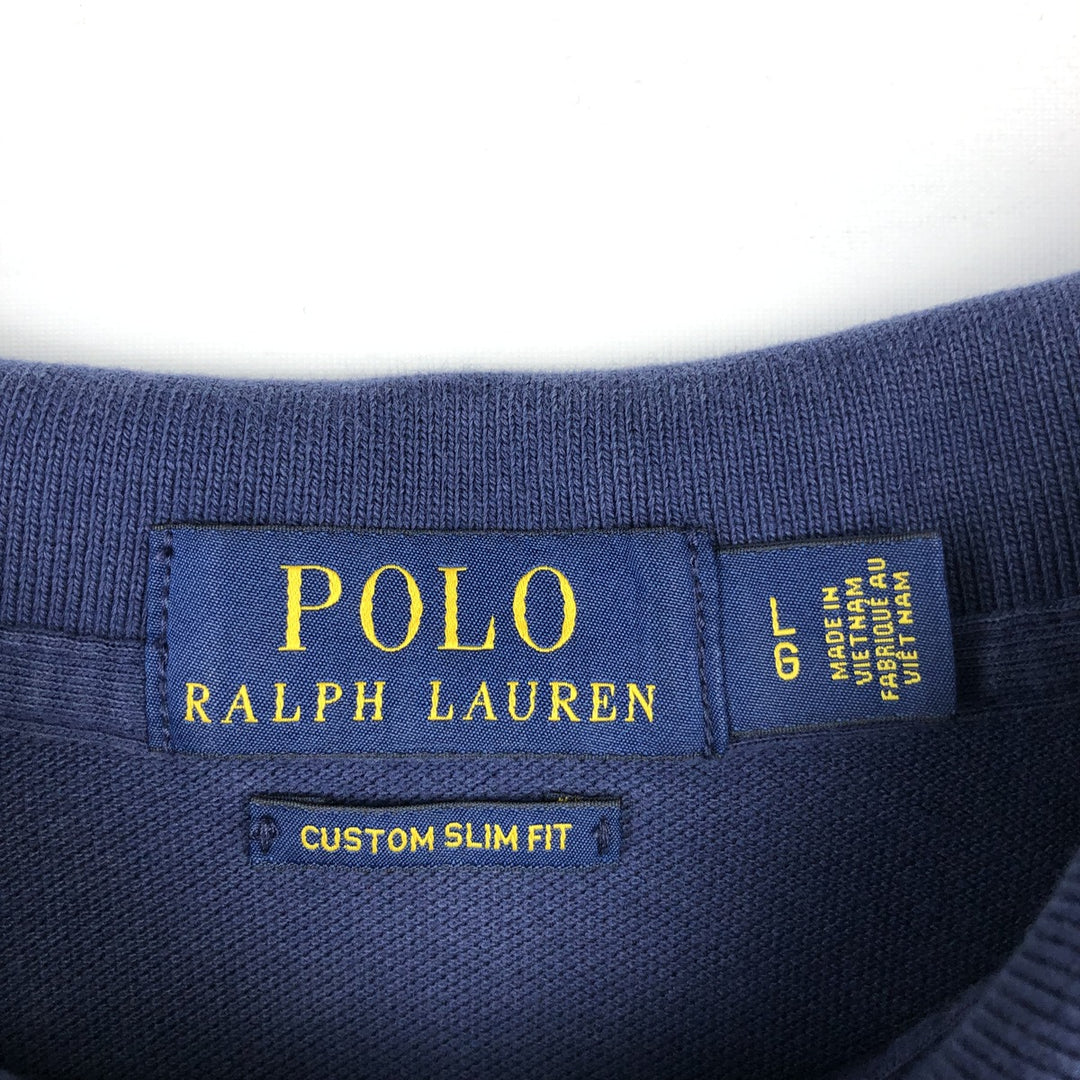 Ralph Lauren POLO RALPH LAUREN CUSTOM SLIM FIT Big Pony Short Sleeve Polo Shirt Men's L cotton navy blue type Vintage Second Hand