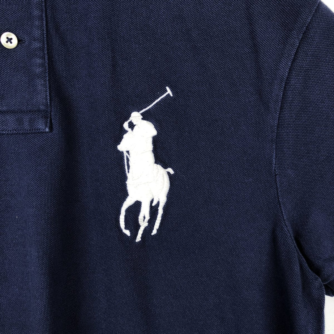 Ralph Lauren POLO RALPH LAUREN CUSTOM SLIM FIT Big Pony Short Sleeve Polo Shirt Men's L cotton navy blue type Vintage Second Hand