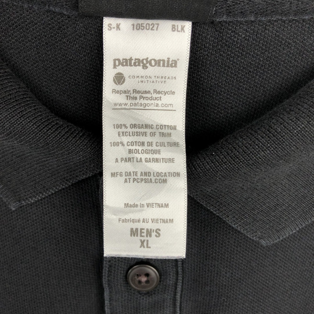 Patagonia Organic Cotton Short-Sleeve Polo Shirt, Men's Size XL (approx.) cotton black type Vintage Second Hand