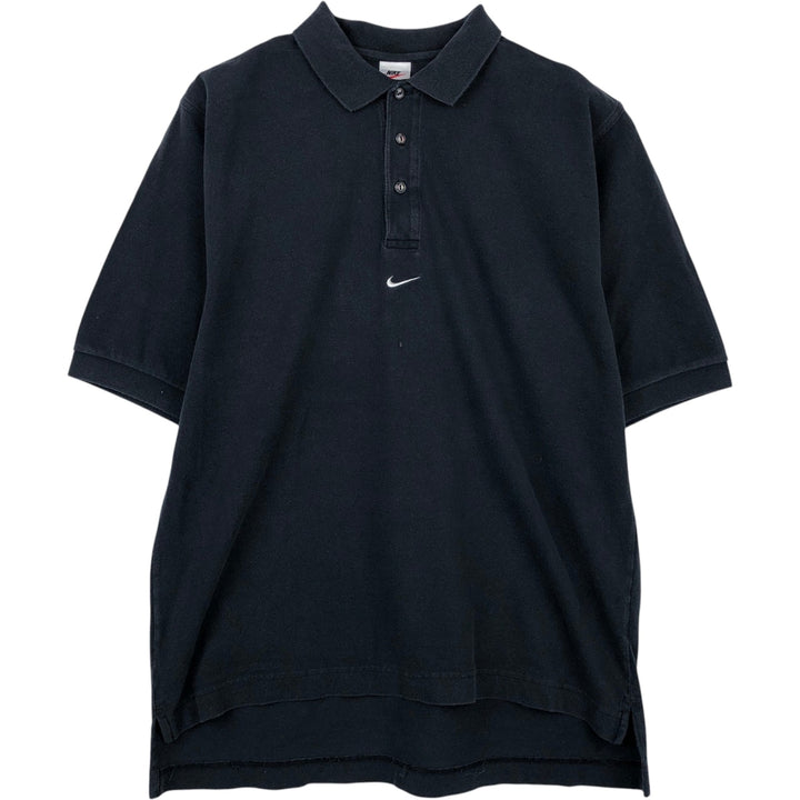90'S Nike Center Logo Short-Sleeve Polo Shirt, Men's Size M (Equivalent), Vintage cotton black type Vintage Second Hand