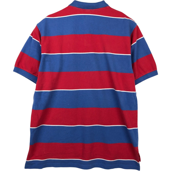 Ralph Lauren POLO by Ralph Lauren short sleeve striped polo shirt, men's XXL size cotton Blue type light blue Vintage Second Hand