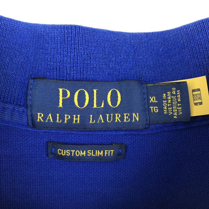 Ralph Lauren POLO RALPH LAUREN CUSTOM SLIM FIT Polo Bear Short-Sleeve Polo Shirt (Men's XL equivalent) cotton blue type Vintage Second Hand