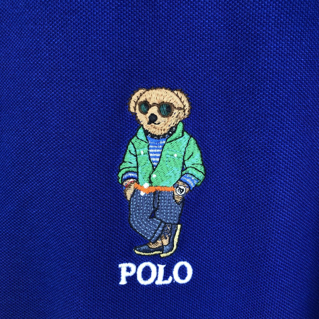 Ralph Lauren POLO RALPH LAUREN CUSTOM SLIM FIT Polo Bear Short-Sleeve Polo Shirt (Men's XL equivalent) cotton blue type Vintage Second Hand