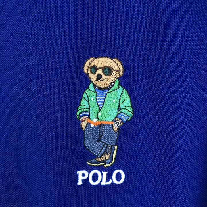 Ralph Lauren POLO RALPH LAUREN CUSTOM SLIM FIT Polo Bear Short-Sleeve Polo Shirt (Men's XL equivalent) cotton blue type Vintage Second Hand