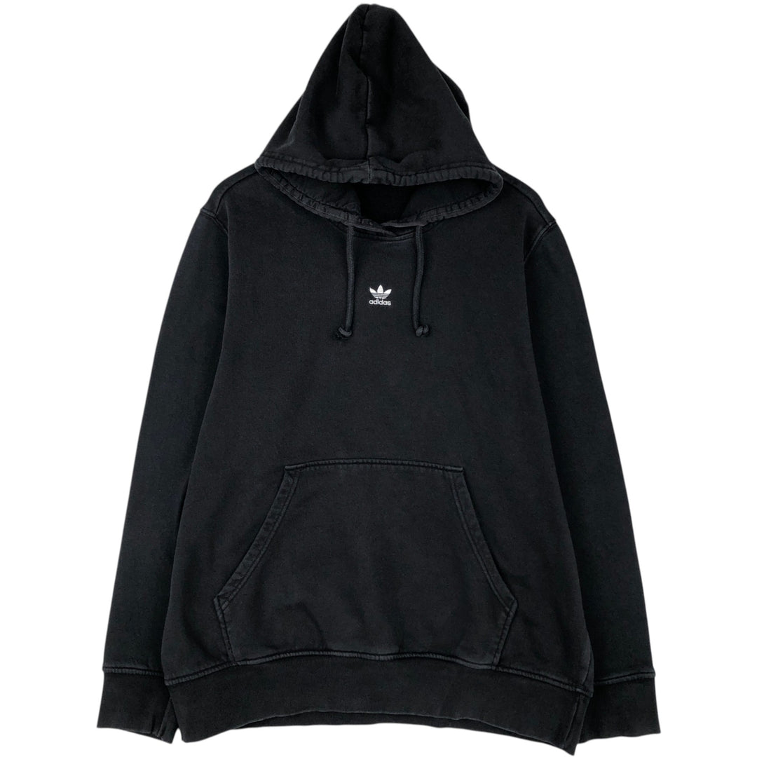 Adidas ORIGINALS sweatshirt pullover hoodie, women's size XL (approx.) cotton black type Vintage Second Hand