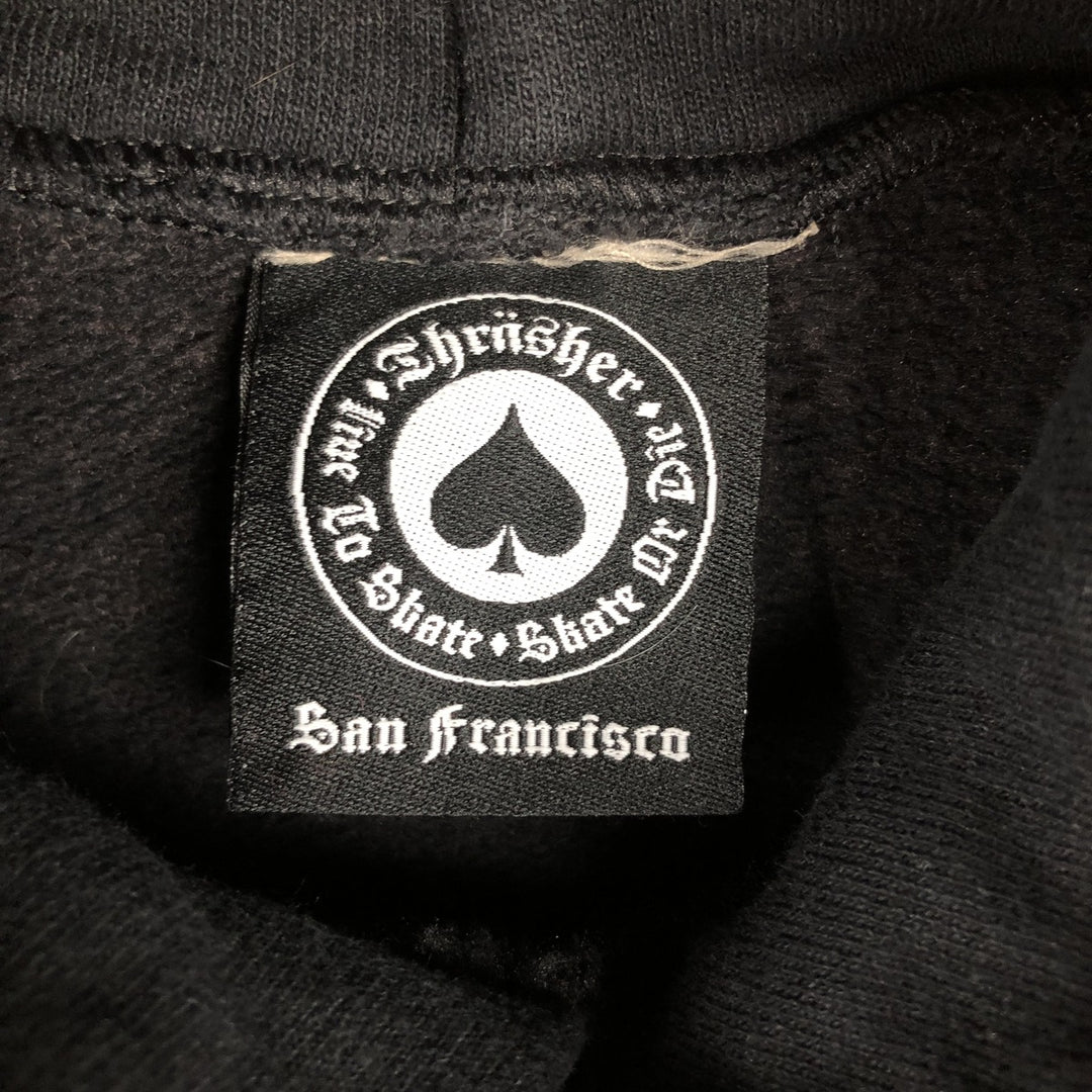 Thrasher Fire Pattern Pullover Hoodie, Men's Size M cotton black type Vintage Second Hand