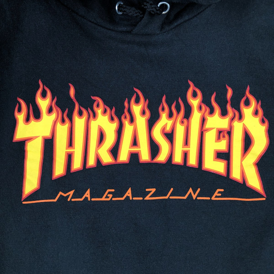 Thrasher Fire Pattern Pullover Hoodie, Men's Size M cotton black type Vintage Second Hand