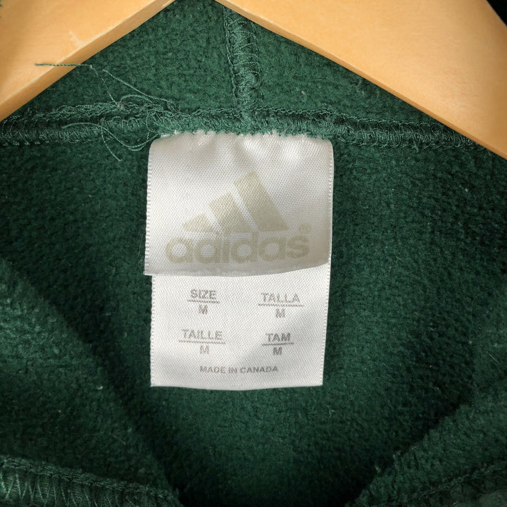 2000'S adidas sweatshirt pullover hoodie, Made in Canada, Men's size M cotton green type Vintage Second Hand