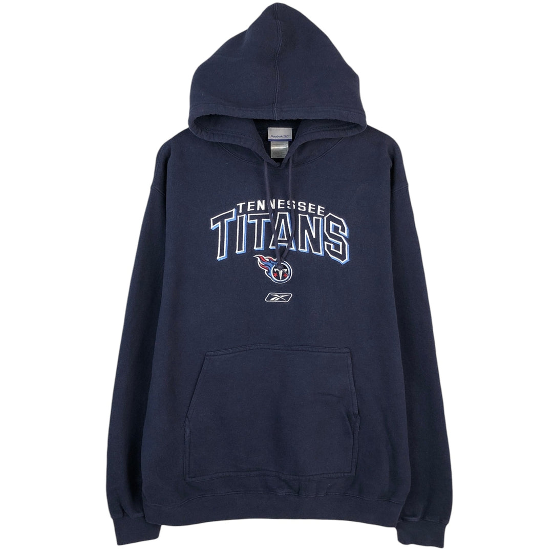 Reebok NFL Tennessee Titans sweatshirt pullover hoodie, men's size L (approx.) cotton navy blue type Vintage Second Hand