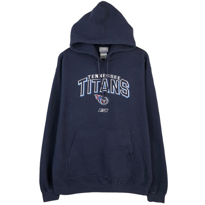 Reebok NFL Tennessee Titans sweatshirt pullover hoodie, men's size L (approx.) cotton navy blue type Vintage Second Hand