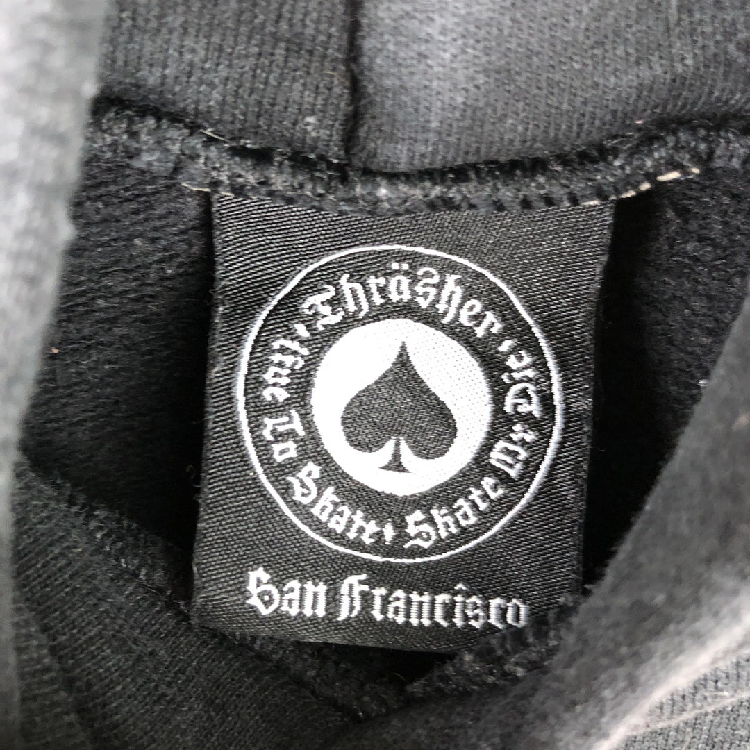 Thrasher Fire Pattern Pullover Hoodie, Men's XL cotton black type Vintage Second Hand