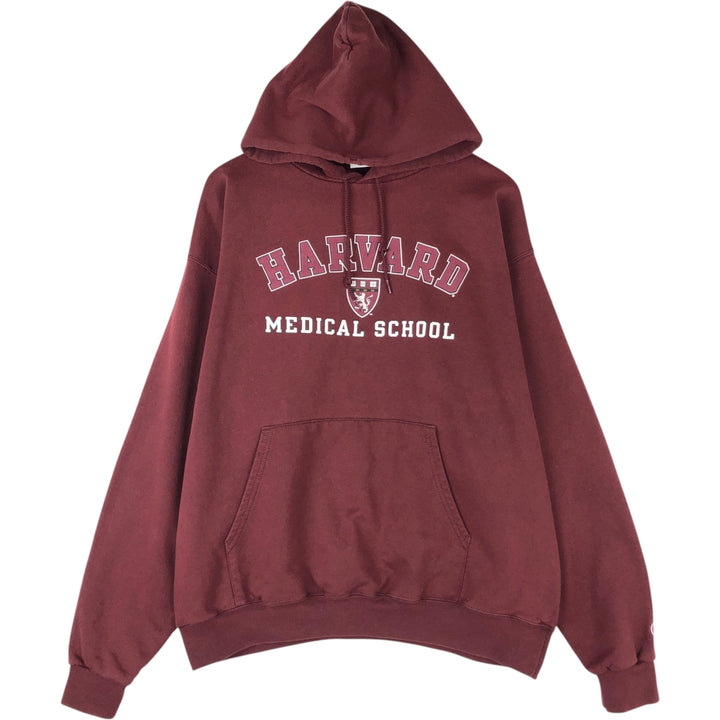 Champion HARVARD UNIVERSITY Triple Print College Sweatshirt Pullover Hoodie, Men's XL (approx.) cotton bordeaux Vintage Second Hand