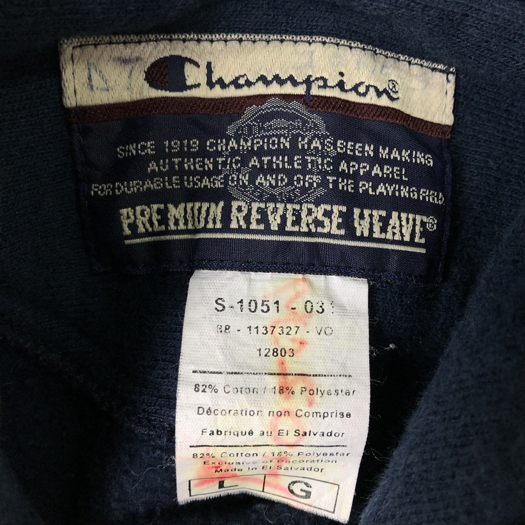 2000'S Champion PREMIUM REVERSE WEAVE Premium Reverse Weave Sweatshirt Pullover Hoodie, Men's Size L cotton navy blue type Vintage Second Hand