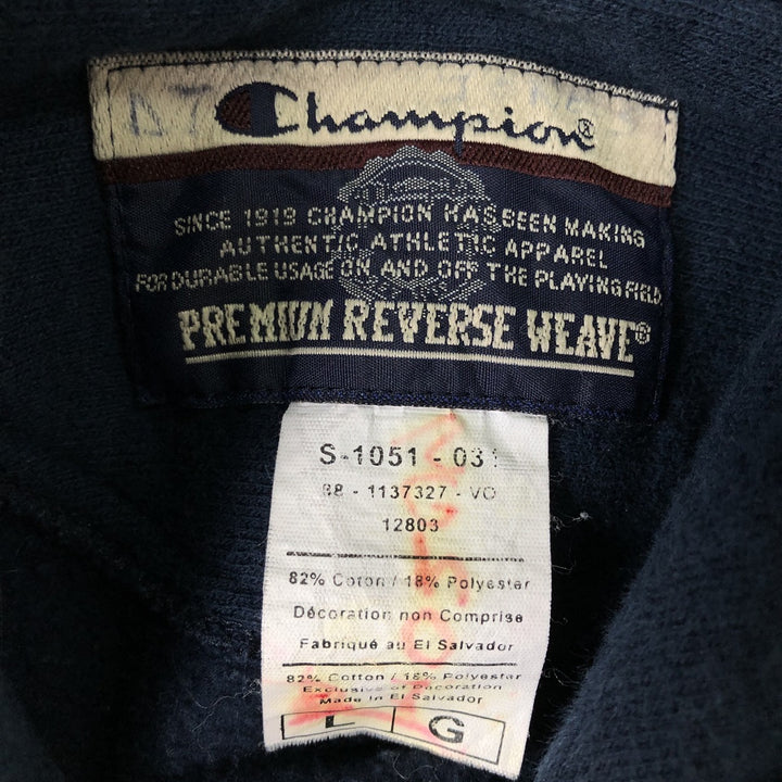 2000'S Champion PREMIUM REVERSE WEAVE Premium Reverse Weave Sweatshirt Pullover Hoodie, Men's Size L cotton navy blue type Vintage Second Hand