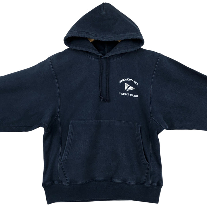 2000'S Champion PREMIUM REVERSE WEAVE Premium Reverse Weave Sweatshirt Pullover Hoodie, Men's Size Small cotton navy blue type Vintage Second Hand