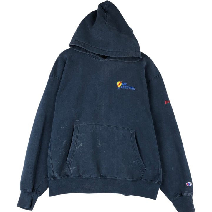 Champion Premium Reverse Weave Advertising Sweat Pullover Hoodie, Men's XXL equivalent. cotton navy blue type Vintage Second Hand