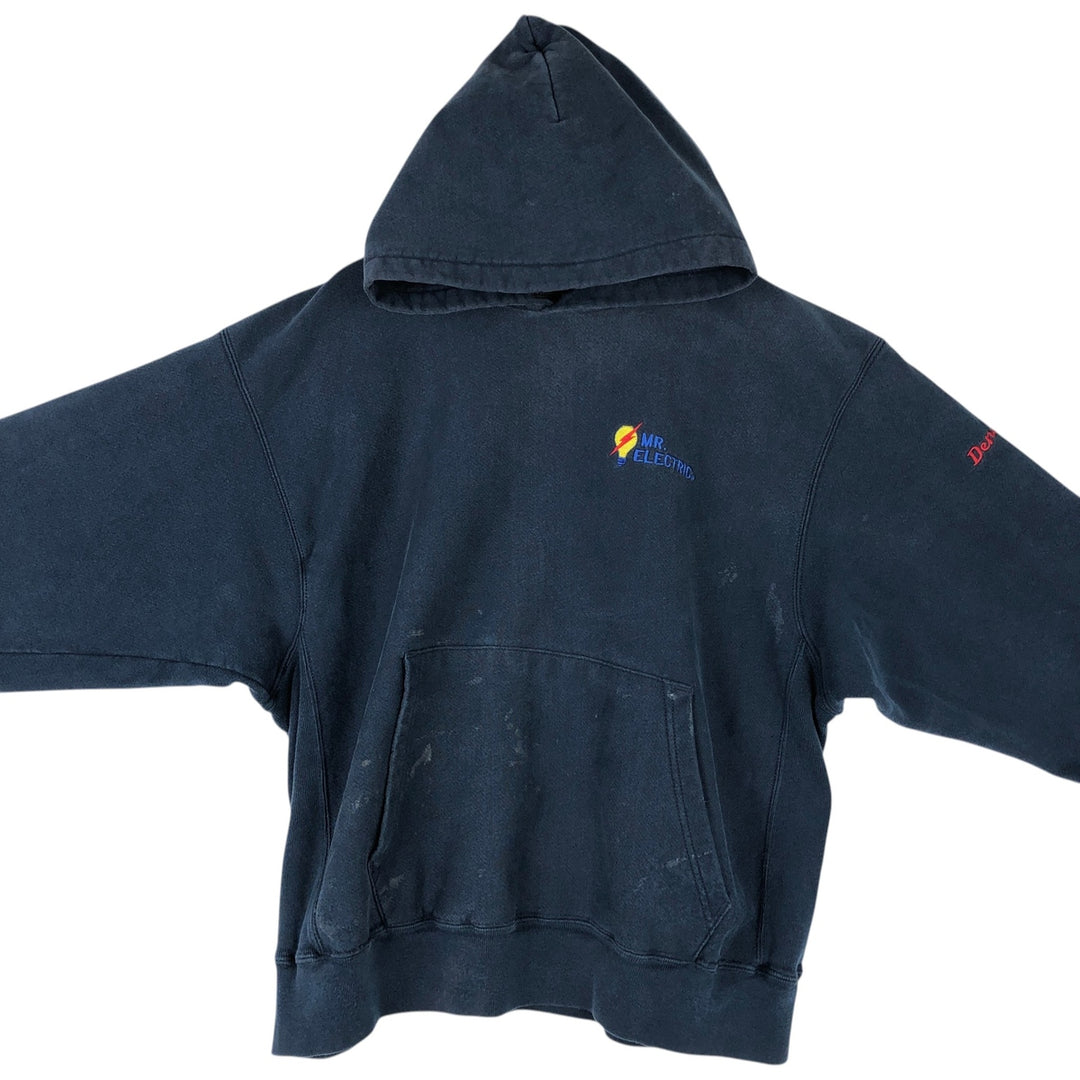 Champion Premium Reverse Weave Advertising Sweat Pullover Hoodie, Men's XXL equivalent. cotton navy blue type Vintage Second Hand